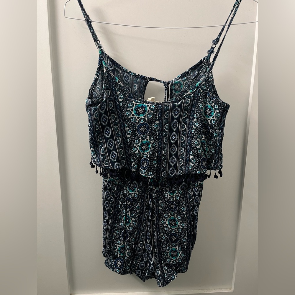 La Hearts Navy and Teal Patterned Jumpsuit